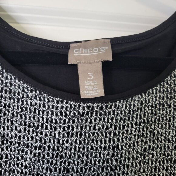 Chicos Women's Ballet Blouse Loose Knit Double Layer Gray & Black Size XL (3) - Picture 3 of 13